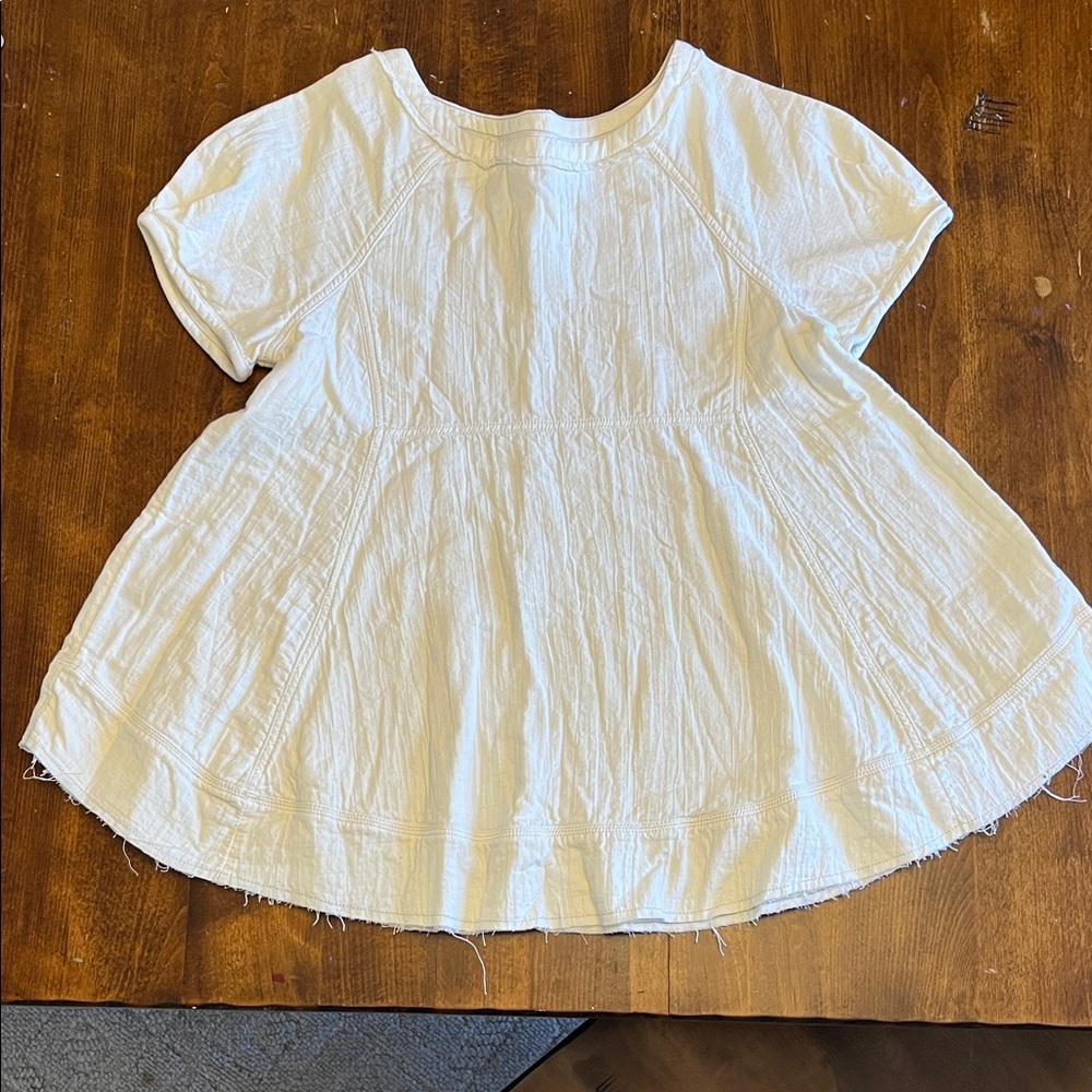 We The Free White Textured Short Sleeve Tunic